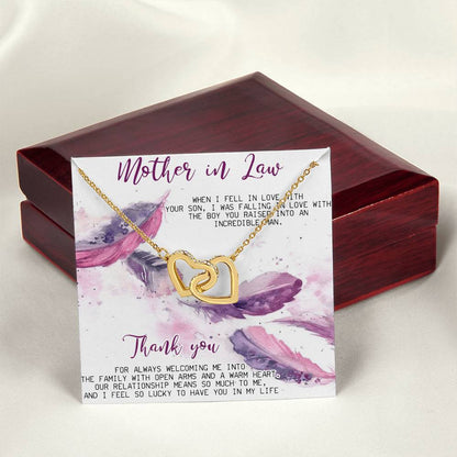 Mother In Law Necklace Gift Mother In Law Birthday Wedding Gift Interlocking Hearts Necklace For Mother In Law Mother Of The Groom Gift