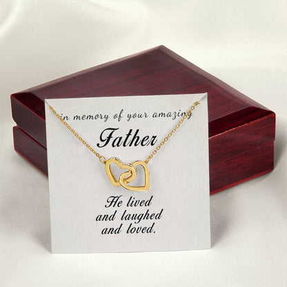 In Memory Of Your Amazing Father Interlocking Hearts Necklace