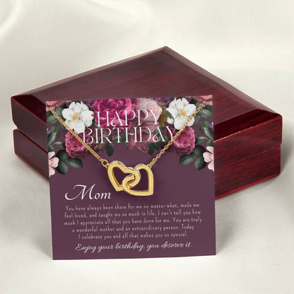 Mother'S Birthday Gift Necklace For Mom'S Birthday Elegant Gift For Mom From Daughter & Son Best Mom Gift Message Card Elegant Gift Interlocking Hearts Necklace