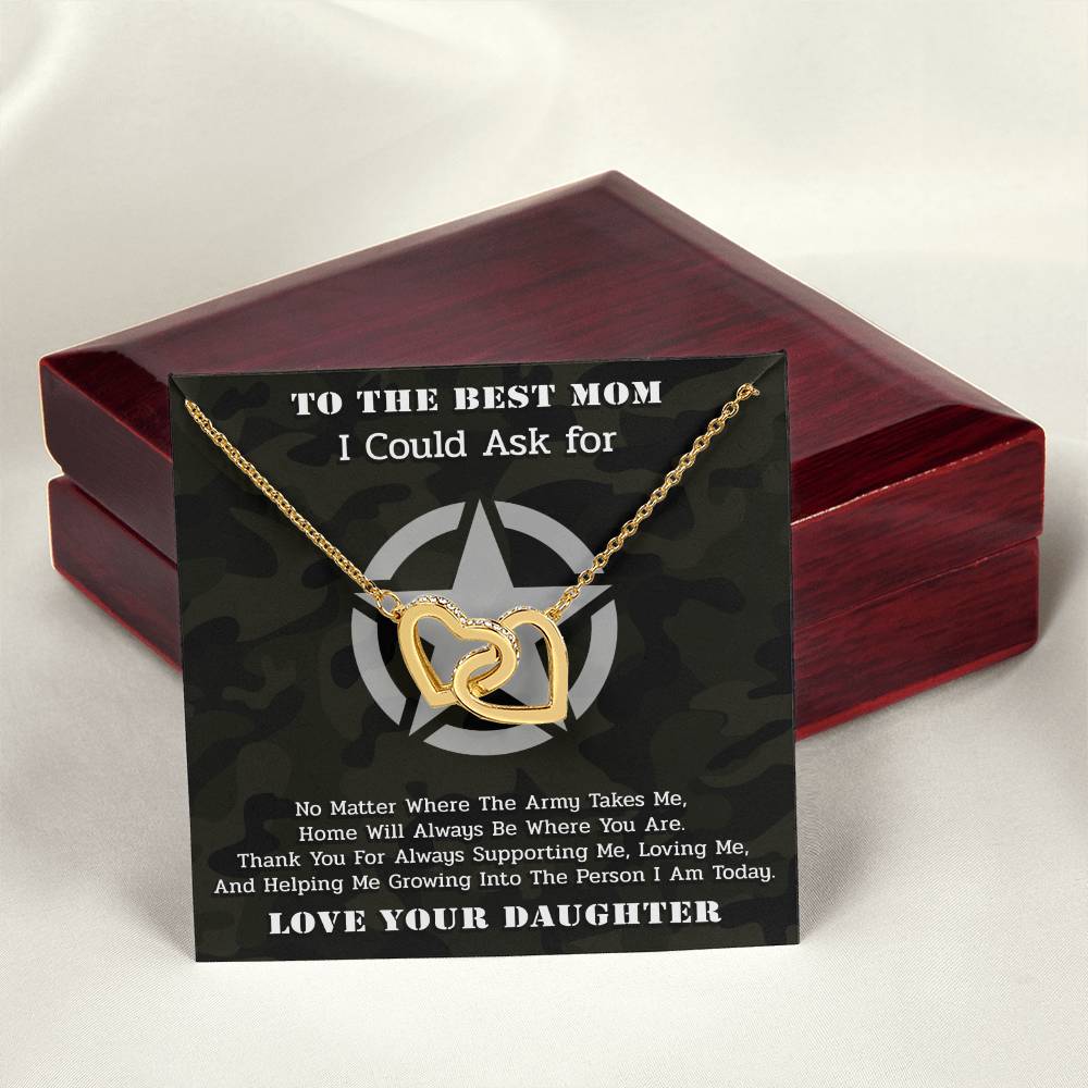 The Best Army Mom - Interlocked Necklace From Daughter Interlocking Hearts Necklace