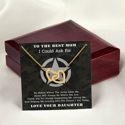 The Best Army Mom - Interlocked Necklace From Daughter Interlocking Hearts Necklace
