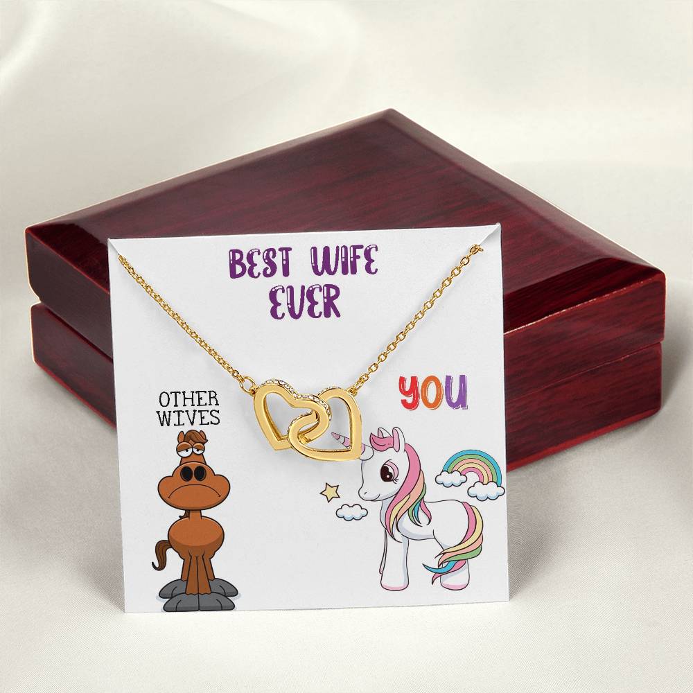 Necklace Gift For Wife Best Wife Ever Jewelry Mother'S Day Gift For Wife Birthday Present Annivesary Gift Interlocking Hearts Necklace