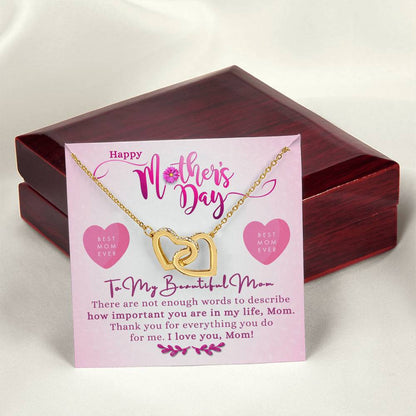 Mothers Day Double Heart Necklace Gift Interlocking Hearts Necklace
