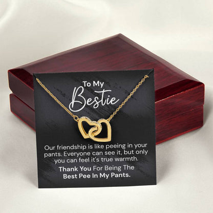 To My Bestie - Our Friendship Is Like Peeing - Interlocked Hearts Necklace Interlocking Hearts Necklace