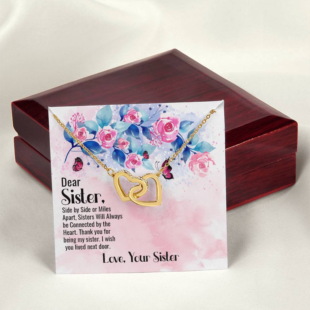 Beautiful Gift For Big Sister Two Hearts Embellished Jewelry Interlocking Hearts Necklace