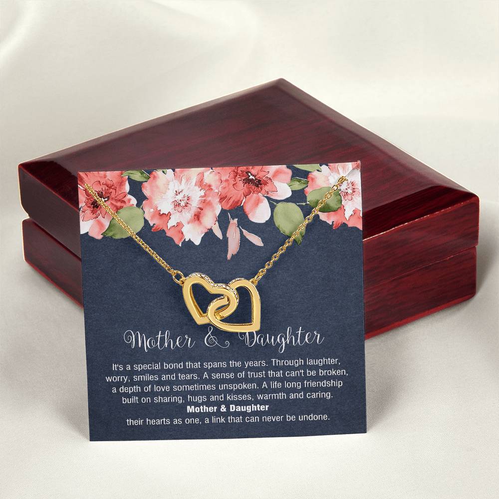 Mother & Daughter - Special Bond That Spans The Years. Interlocking Hearts Necklace