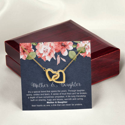 Mother & Daughter - Special Bond That Spans The Years. Interlocking Hearts Necklace