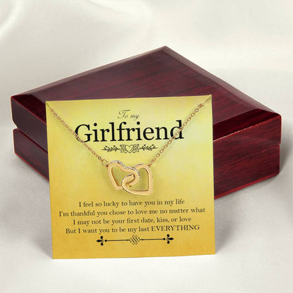 To My Girlfriend - Love Card And Necklace K Interlocking Hearts Necklace