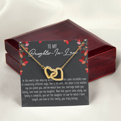 To My Daughter-In-Law Interlocking Hearts Necklace Message Card