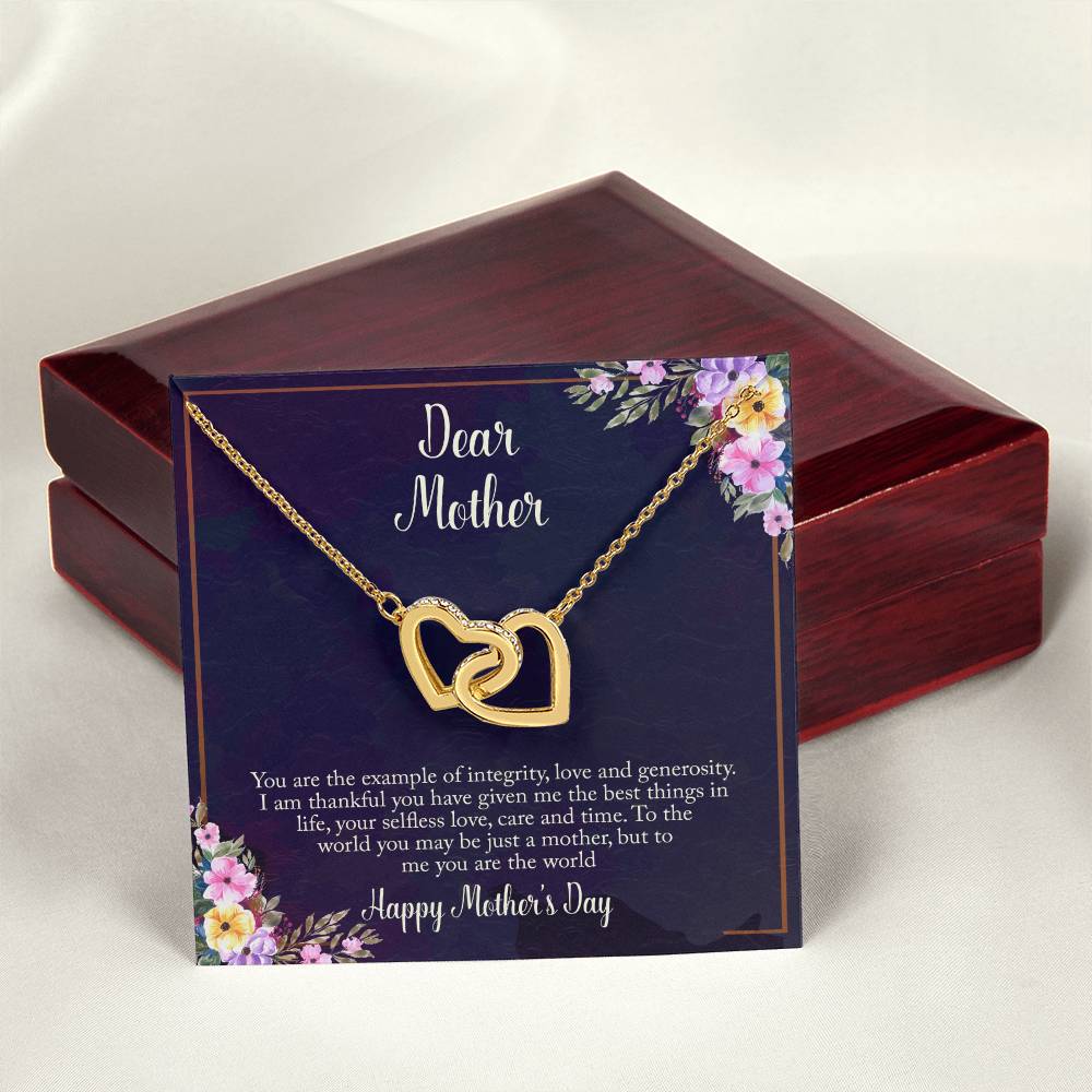 Mother'S Day Gift- Dear Mother Necklace Interlocking Hearts Necklace
