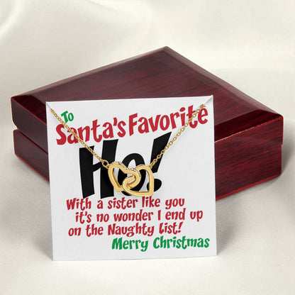 Santa'S Favorite Ho! Interlocking Hearts Necklace