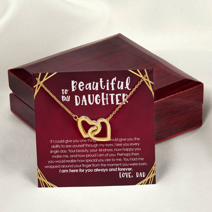 To My Beautiful Daughter Interlocking Hearts Necklace