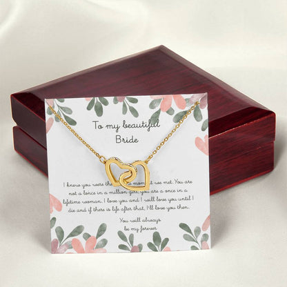 To My Beautiful Bride Interlocking Hearts Necklace