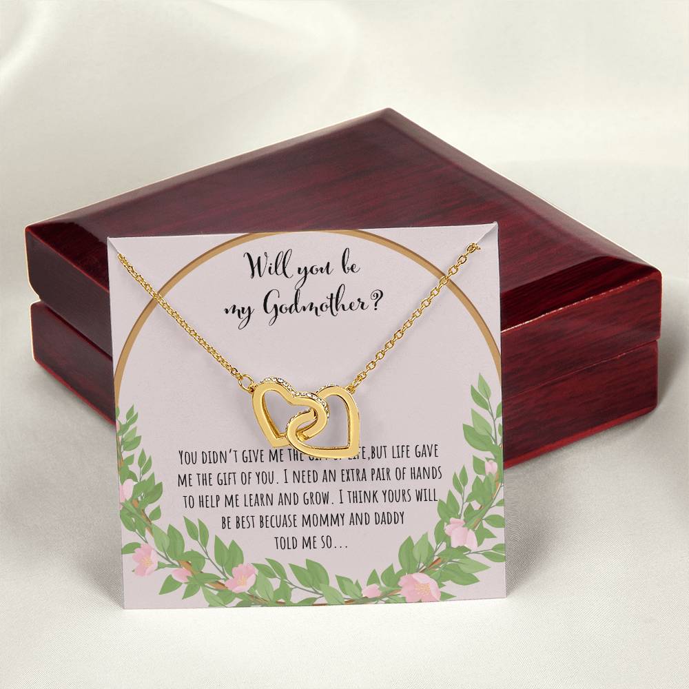 Will You Be My Godmother You Didn'T Give Me The Gift Of Life Interlocking Hearts Necklace
