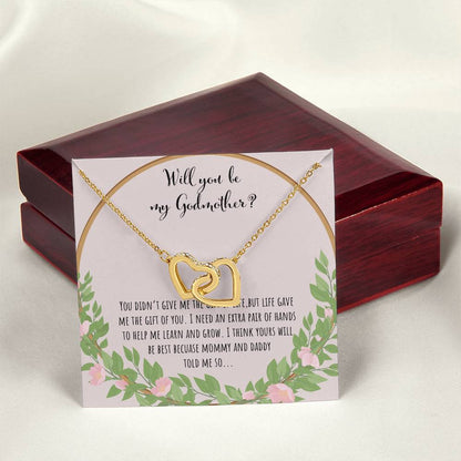 Will You Be My Godmother You Didn'T Give Me The Gift Of Life Interlocking Hearts Necklace
