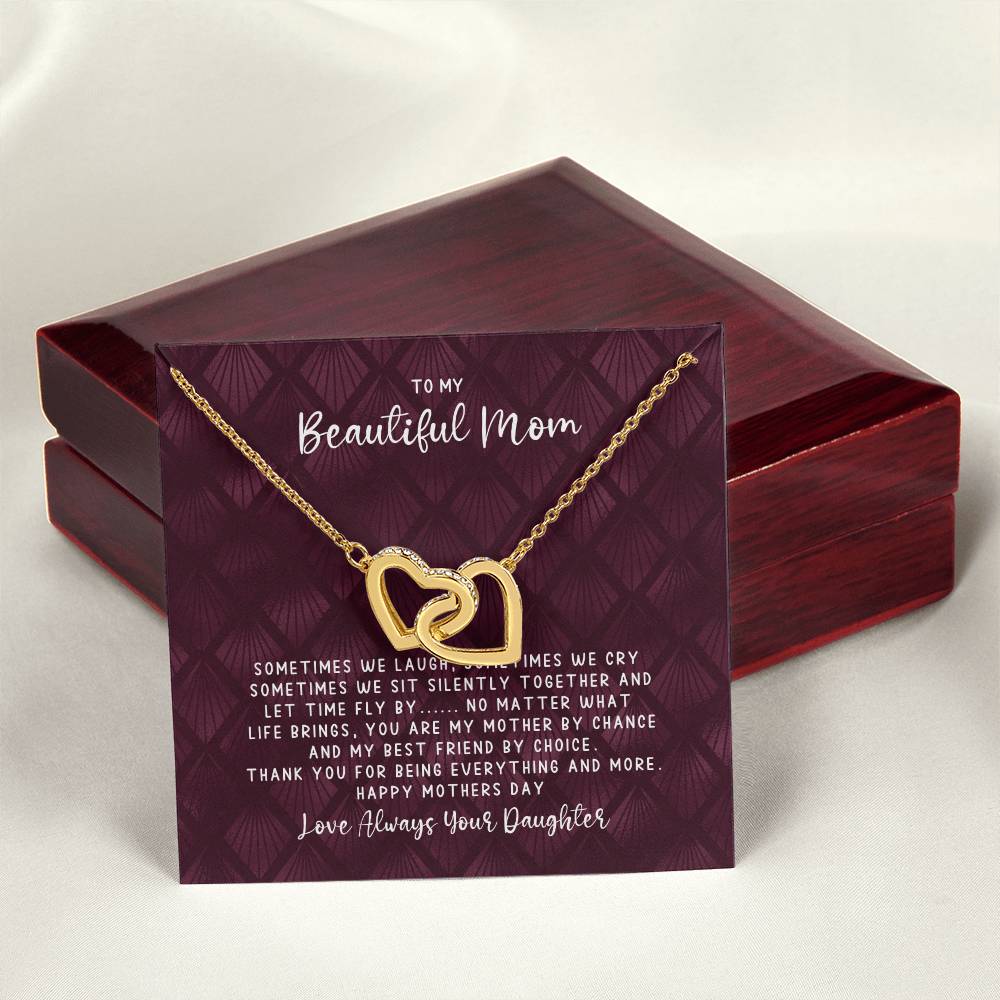 Mothers Day Best Friend - Interlocking Hearts - Love Daughter Interlocking Hearts Necklace