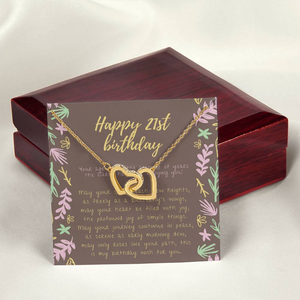 Happy 21St Birthday Necklace 21St Birthday Gift For Her 21St Birthday Gift For Women 21St Birthday Gift Necklace Happy 21St Birthday Friend 21St Birthday Gift 21 Interlocking Hearts Necklace