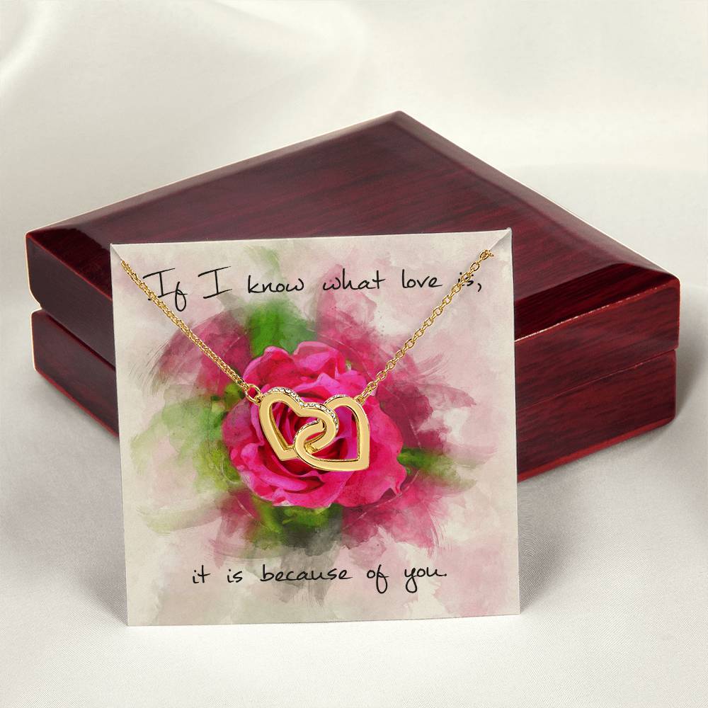Interlocking Hearts Necklace – Red Rose Message Card
