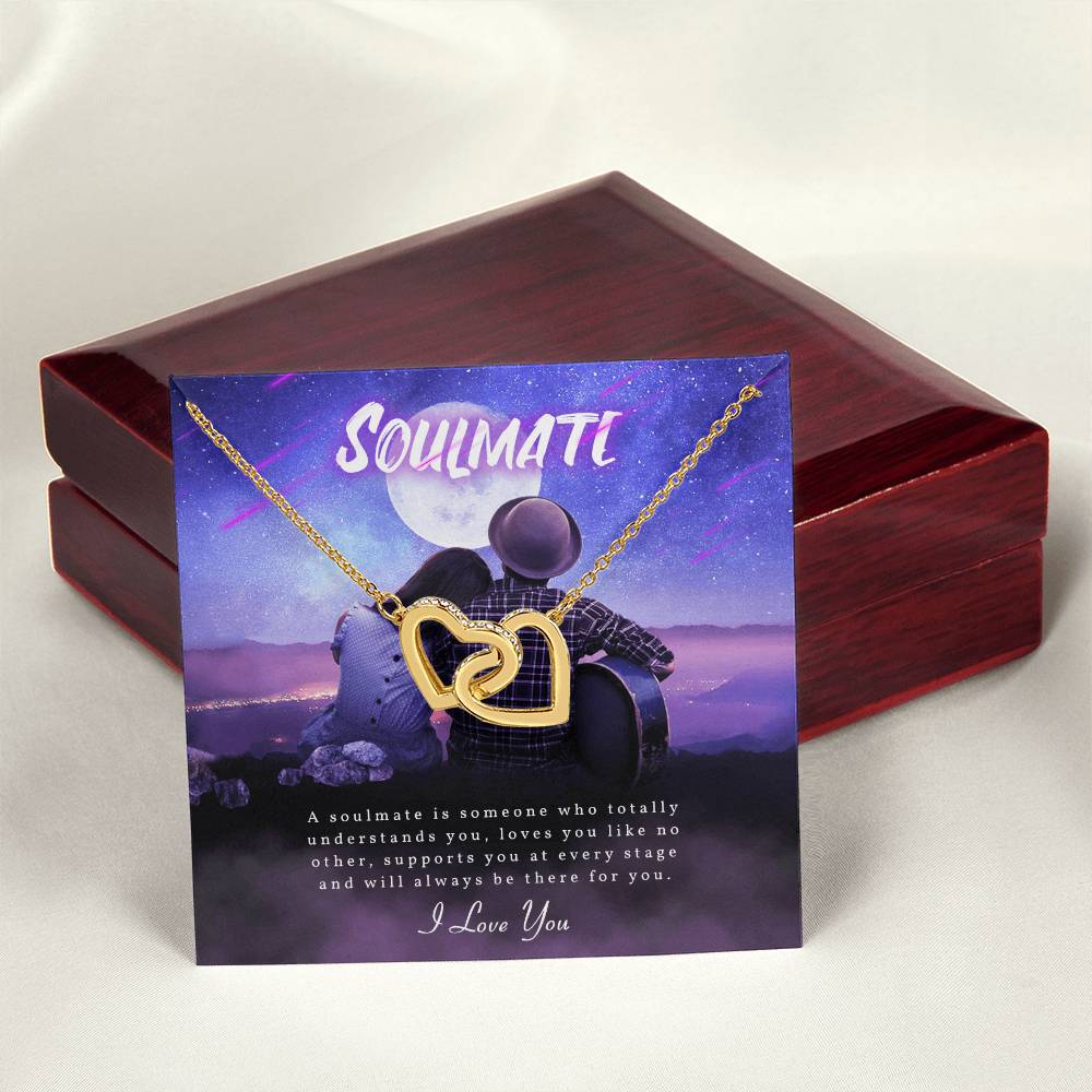 To My Soulmate - Silver Love Knot Necklace Interlocking Hearts Necklace