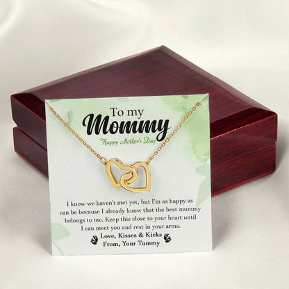 To My Mommy - From Your Tummy - Pregnancy Gift - Mother'S Day Gift - Luxury Necklace Interlocking Hearts Necklace