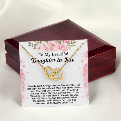 To My Beautiful Daughter In Law Hearts Necklace - Perfect Gift Interlocking Hearts Necklace