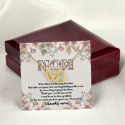 Perfect Life Thanks Mom D9312 Interlocking Hearts Necklace