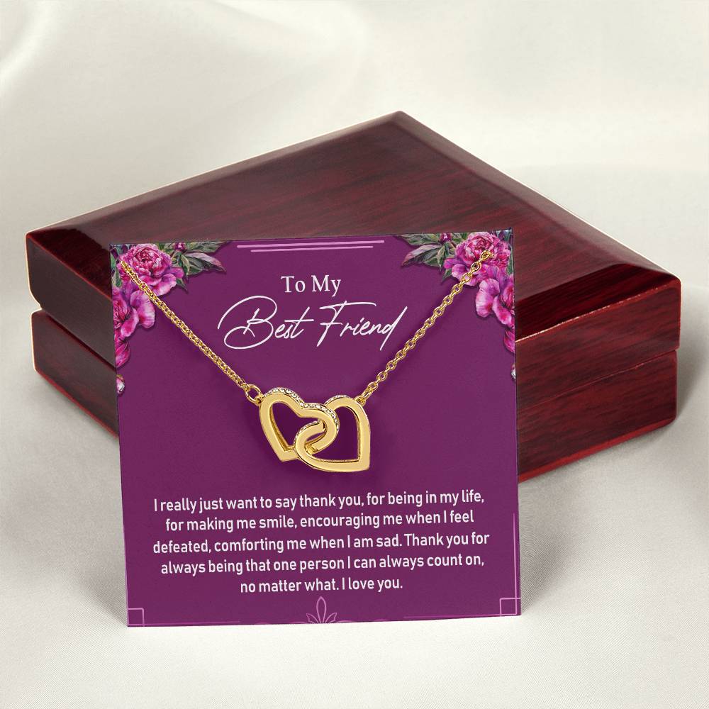 To My Best Friend Interlocking Hearts Necklace Message Card