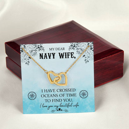 Navy Wife Gift Military Wife Heart Necklace Gift Navy Wife Mothers Day Gift Deployment Gift Deploy Gift Navy Wife Necklace Unique Gifts Interlocking Hearts Necklace