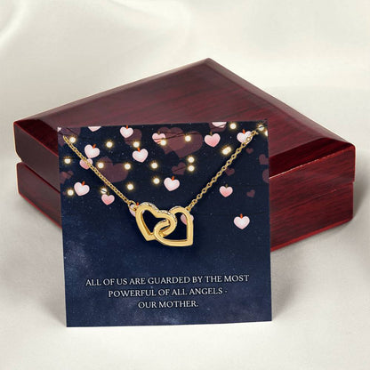 Guarded By Our Angel Mother Interlocking Hearts Necklace
