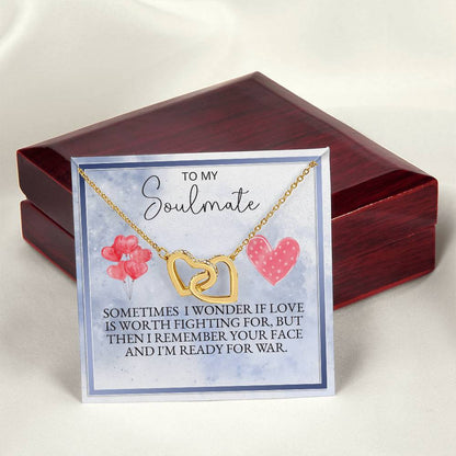 Valentine'S Special To My Soulmate Necklace Interlocking Hearts Necklace