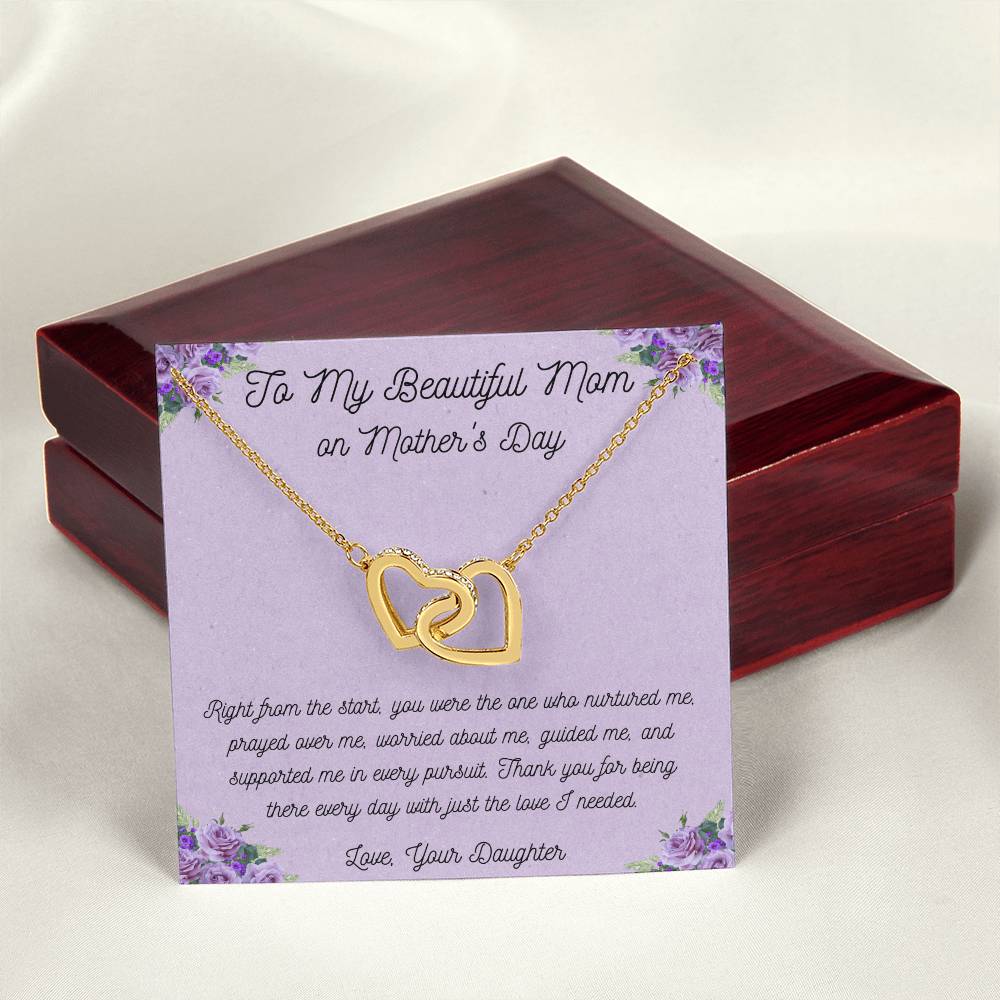 To My Beautiful Mom - Interlocking Hearts Necklace
