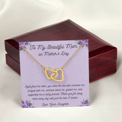 To My Beautiful Mom - Interlocking Hearts Necklace