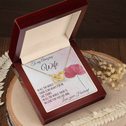 Gift For Wife There Is No Heart For Me Like Yours Interlocking Hearts Necklace