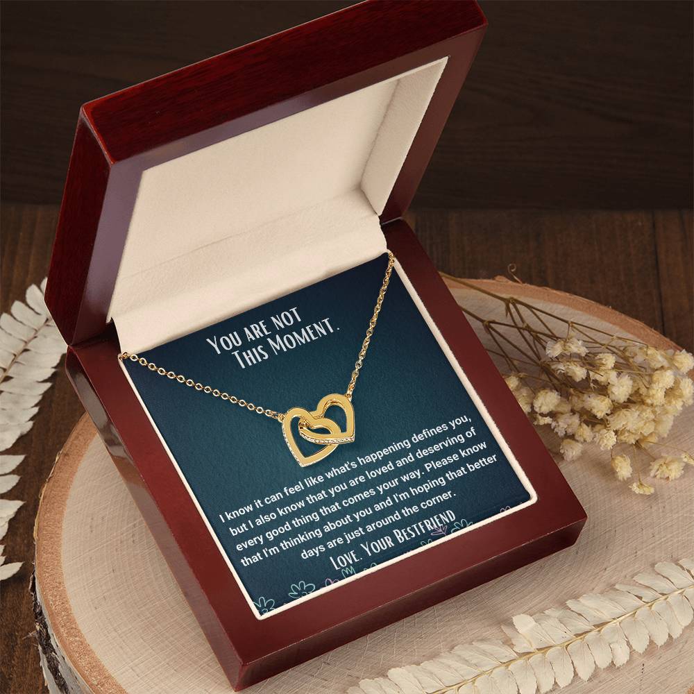 Interlocked Necklace Bestfriend Gift Encouragement Message Card Interlocking Hearts Necklace