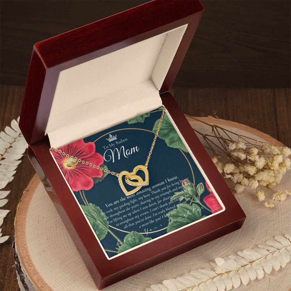 To My Badass Mom Necklace Mother’S Day Gift Daughter To Mom Gift Gift From Daughter To Mom On Wedding Day Mom Gift Birthday Gift Interlocking Hearts Necklace