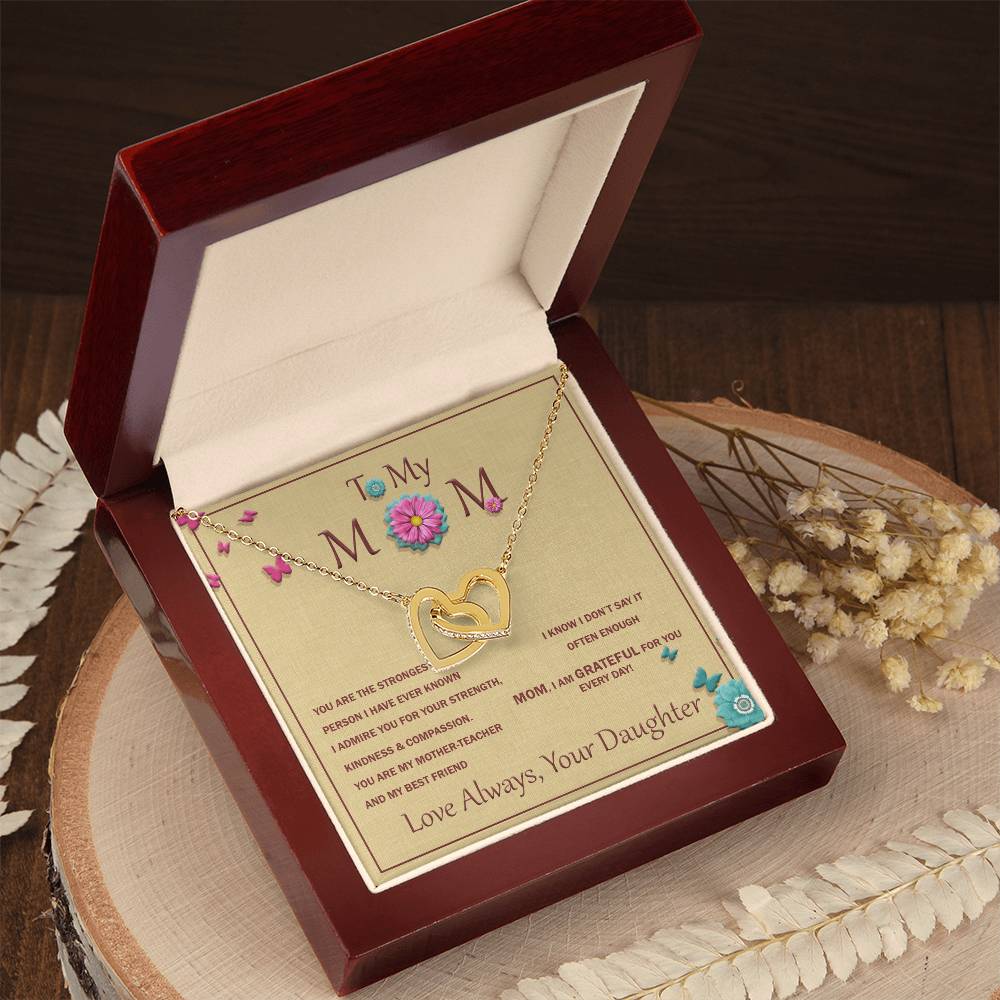 Interlocking Heart Necklace For Mother With Message Card Interlocking Hearts Necklace