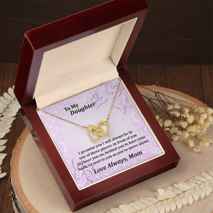 To My Daughter Always With You Never Ending Love Hearts Necklace Love Mom Interlocking Hearts Necklace