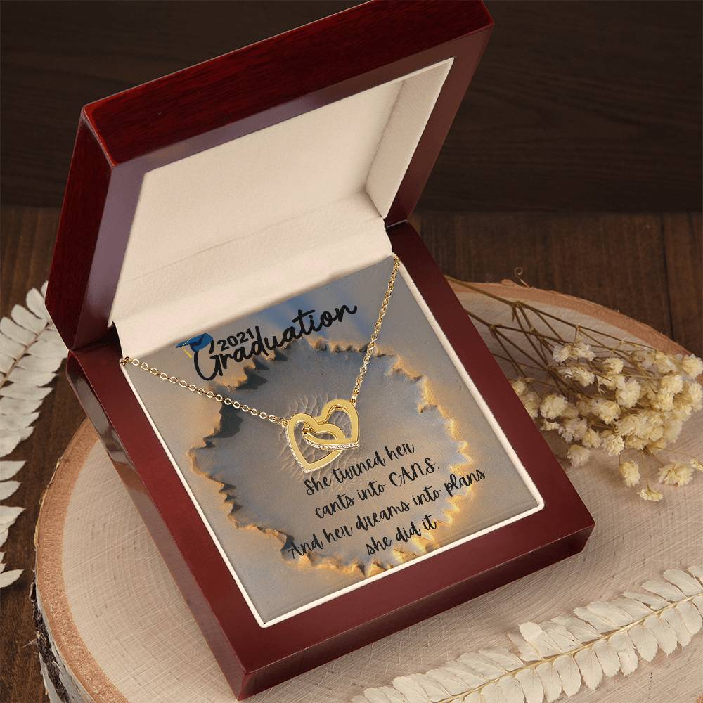 2021 Graduation Sister Interlocking Hearts Necklace
