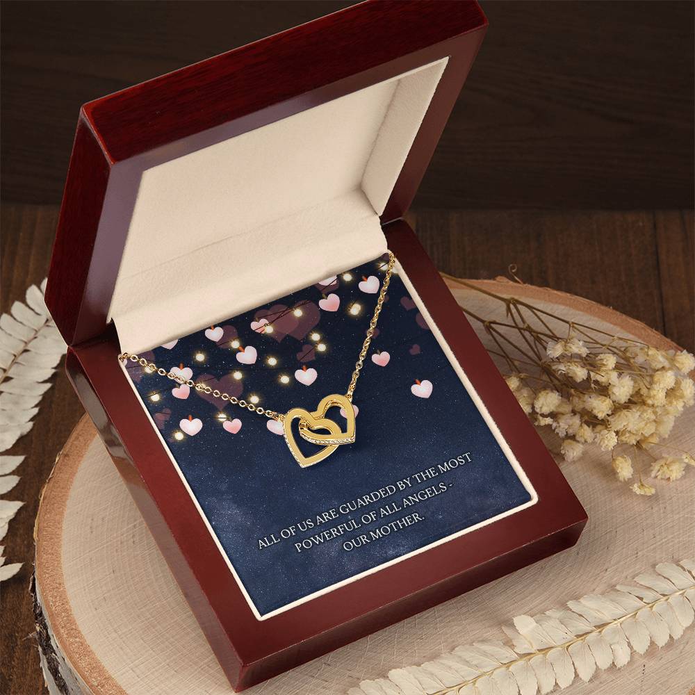 Guarded By Our Angel Mother Interlocking Hearts Necklace