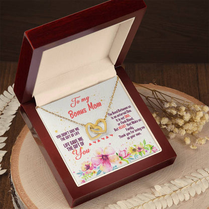 Life Gave Me The Gift Of You - Gift For Bonus Mom Interlocking Hearts Necklace