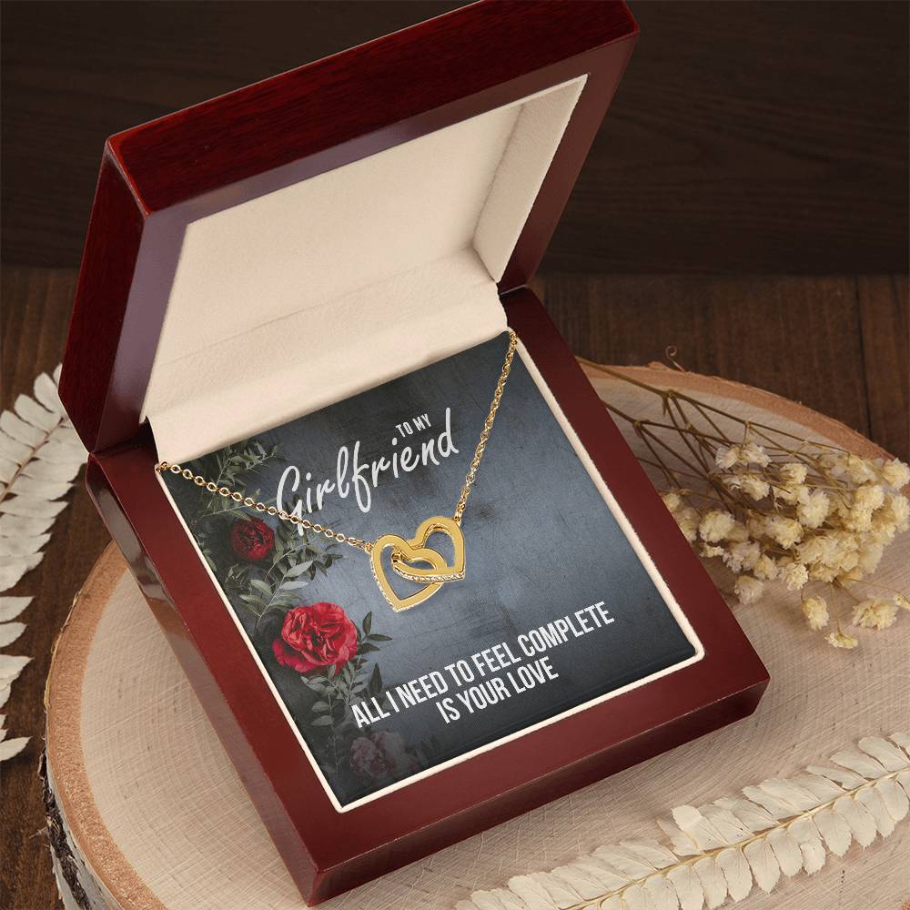 Interlocking Hearts - Romantic Necklace - Roses Gift Card Interlocking Hearts Necklace