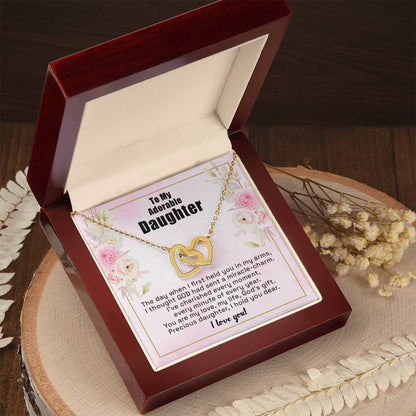 To My Adorable Daughter - I Hold Your Dear - Necklace Interlocking Hearts Necklace