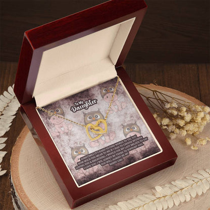 To My Daughter Sometimes It'S Heard To Find Words Interlocking Hearts Necklace