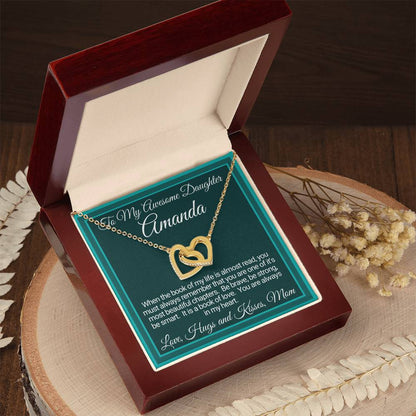 Personalized Linked Hearts Gifts For Daughter From Mom Interlocking Hearts Necklace