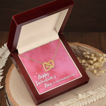 Happy Valentine'S Day Interlocking Hearts Necklace Gift From Husband To Wife Romantic Gift For Spouse