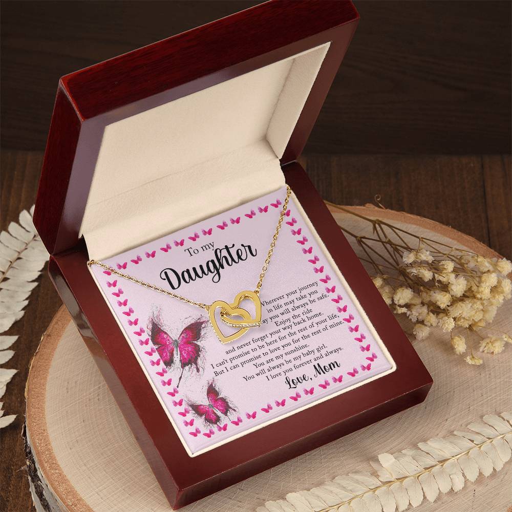 To My Daughter - I Love You Forever And Always - Love Mom Interlocking Hearts Necklace