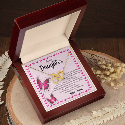To My Daughter - I Love You Forever And Always - Love Mom Interlocking Hearts Necklace