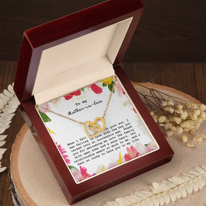 To My Mother In Law When I Fell In Love With Your Son Interlocking Hearts Necklace