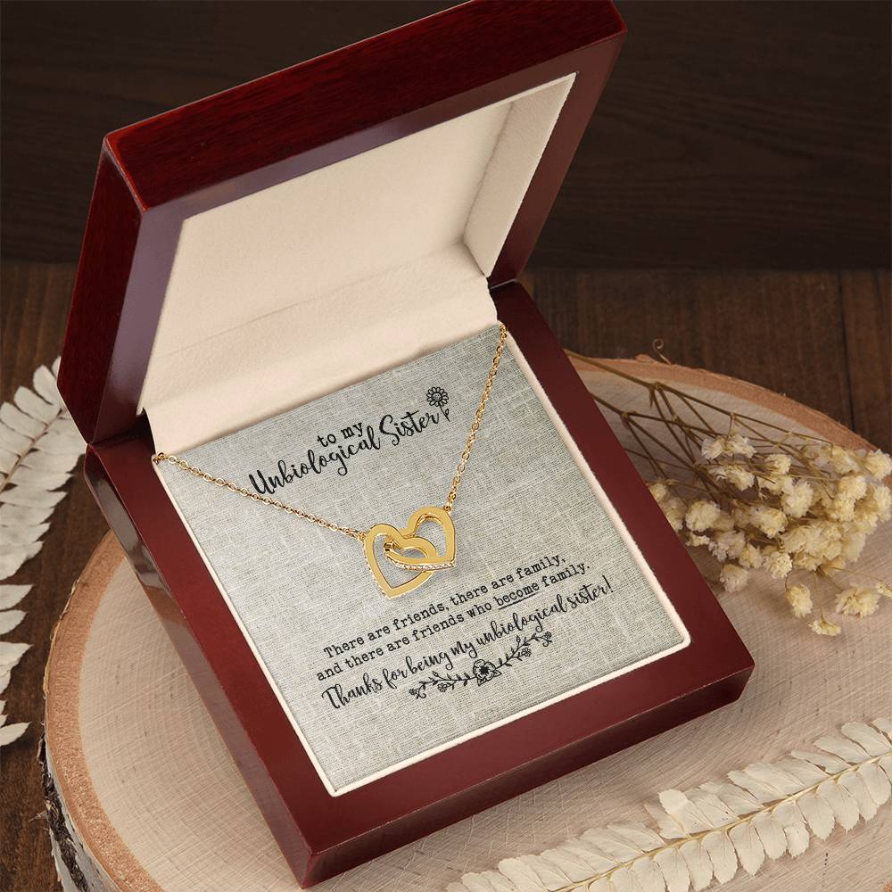 Unbiological Sister Necklace Interlocking Hearts Necklace