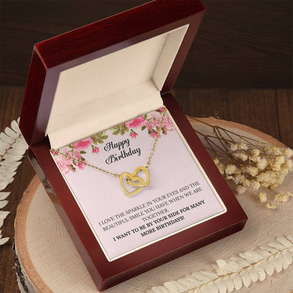 Happy Birthday - I Want To Be By Your Side For Many More Birthdays Interlocking Hearts Necklace
